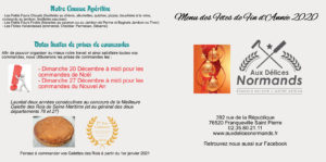 menu des fetes de fin dannee 2020